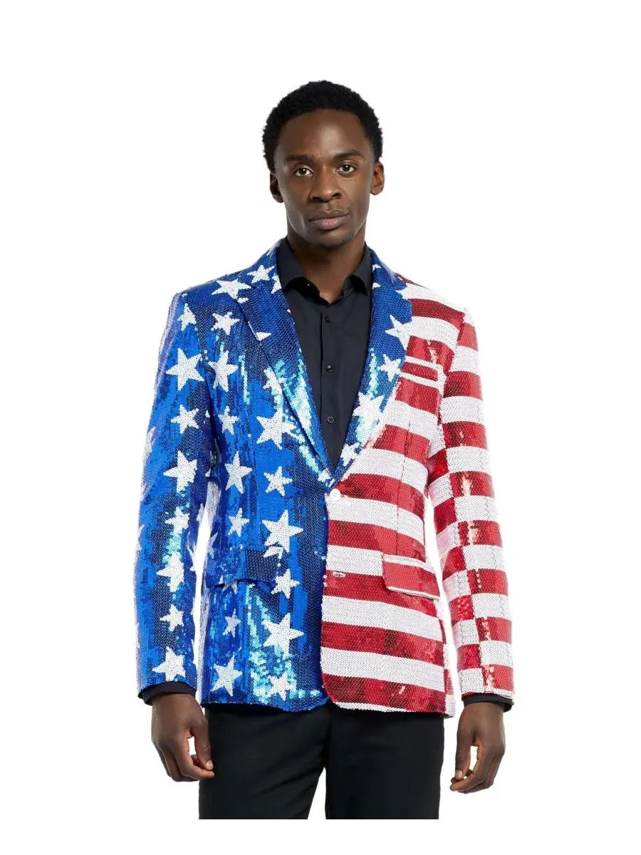 Мужской блестящий праздничный блейзер - Sequins USA Suitmeister — мульти