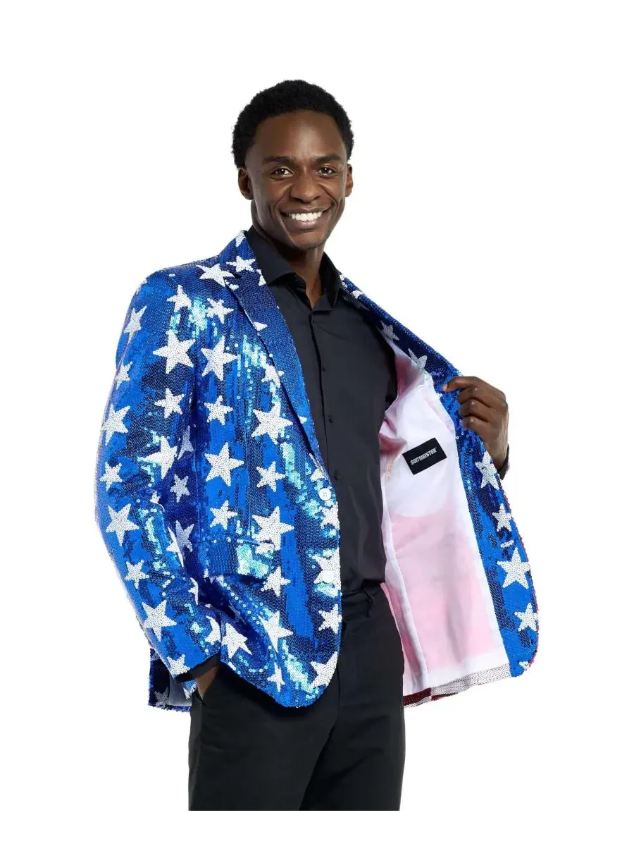 Мужской блестящий праздничный блейзер - Sequins USA Suitmeister — изображение 3 из 10, мульти