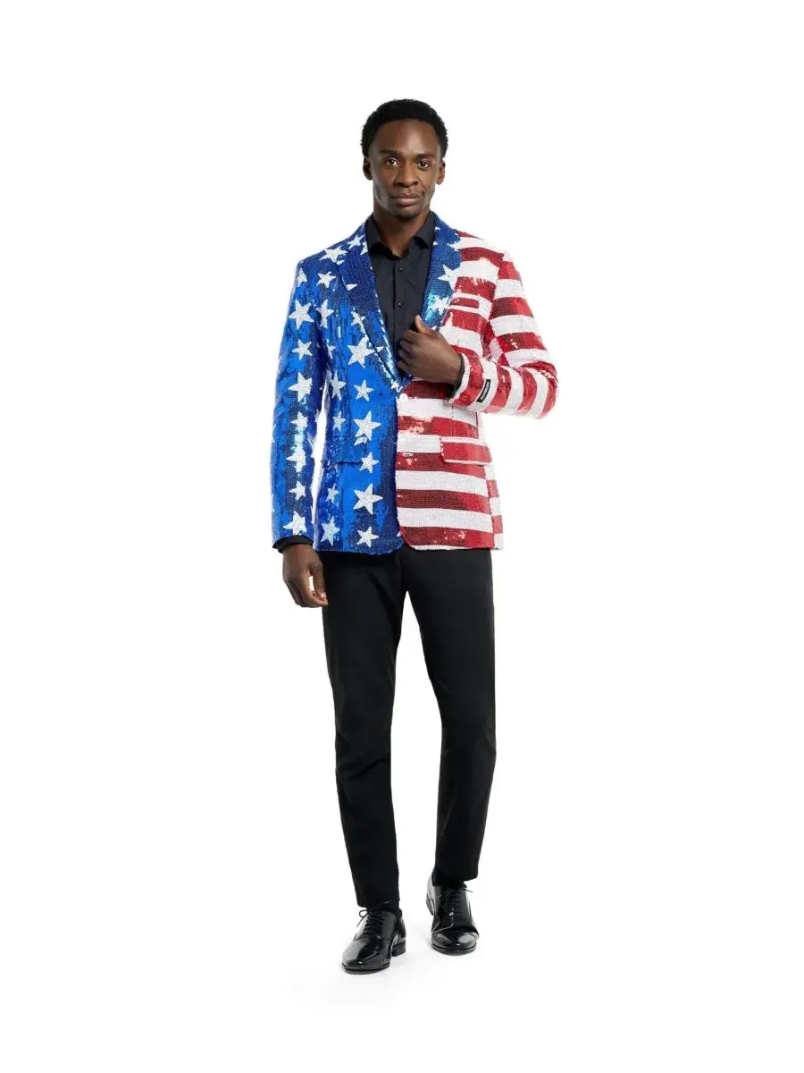 Мужской блестящий праздничный блейзер - Sequins USA Suitmeister — изображение 7 из 10, мульти