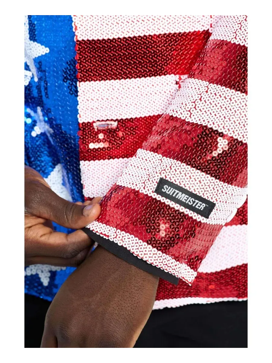 Мужской блестящий праздничный блейзер - Sequins USA Suitmeister — изображение 8 из 10, мульти