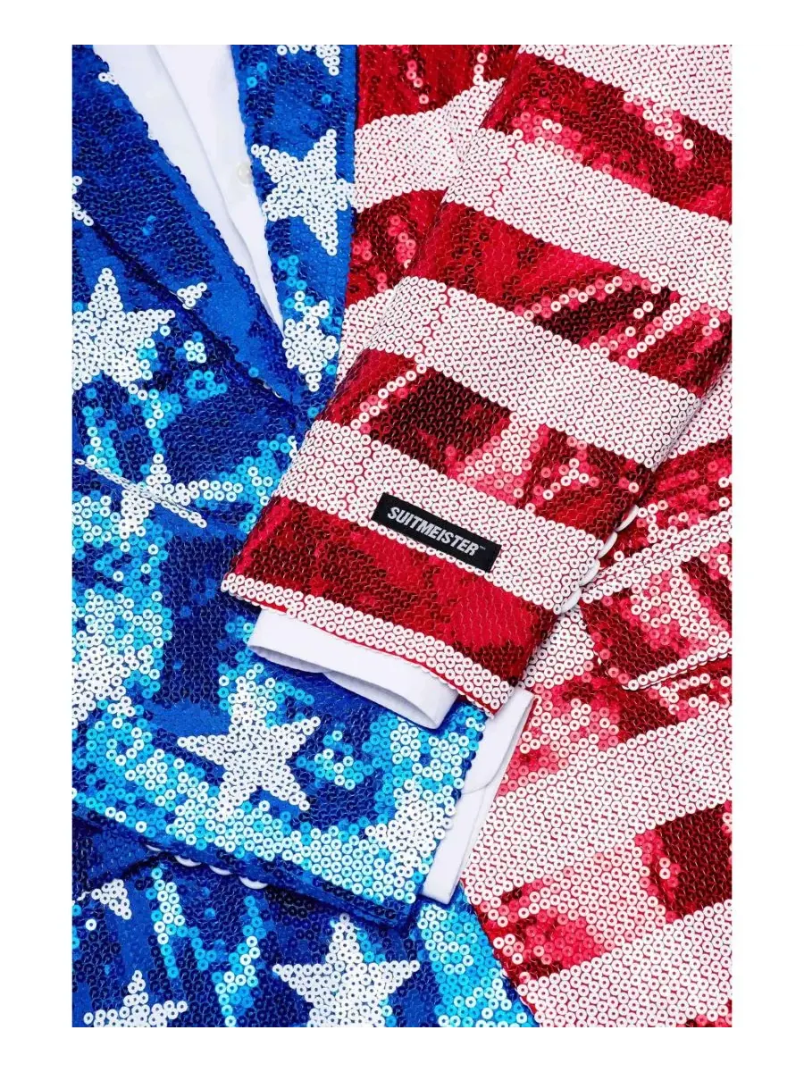 Мужской блестящий праздничный блейзер - Sequins USA Suitmeister — изображение 9 из 10, мульти