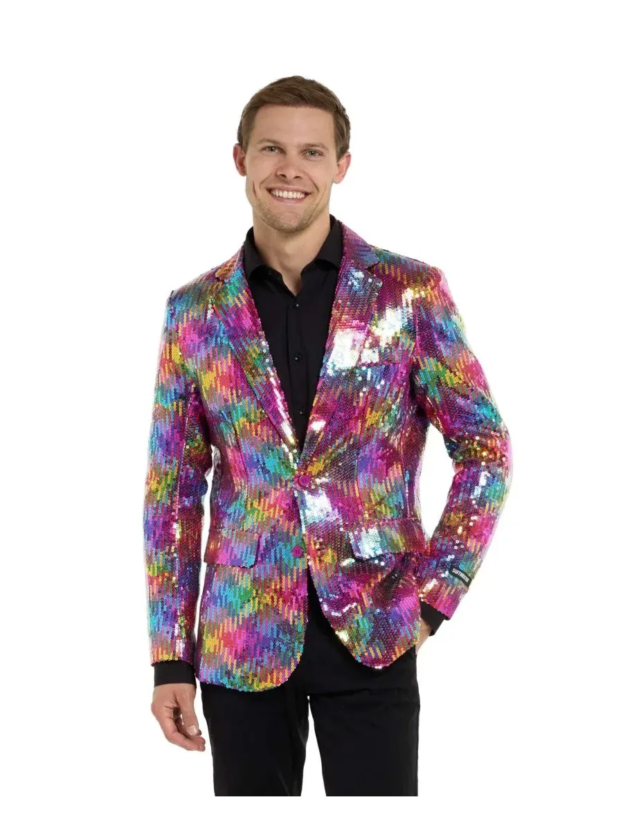 Мужской блестящий праздничный блейзер - Sequins USA Suitmeister — мульти