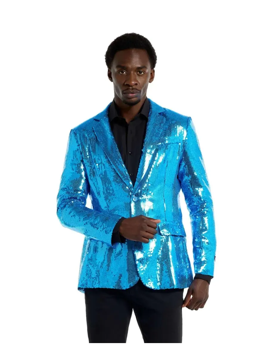 Мужской блестящий праздничный блейзер - Sequins USA Suitmeister — изображение 1 из 2, синий
