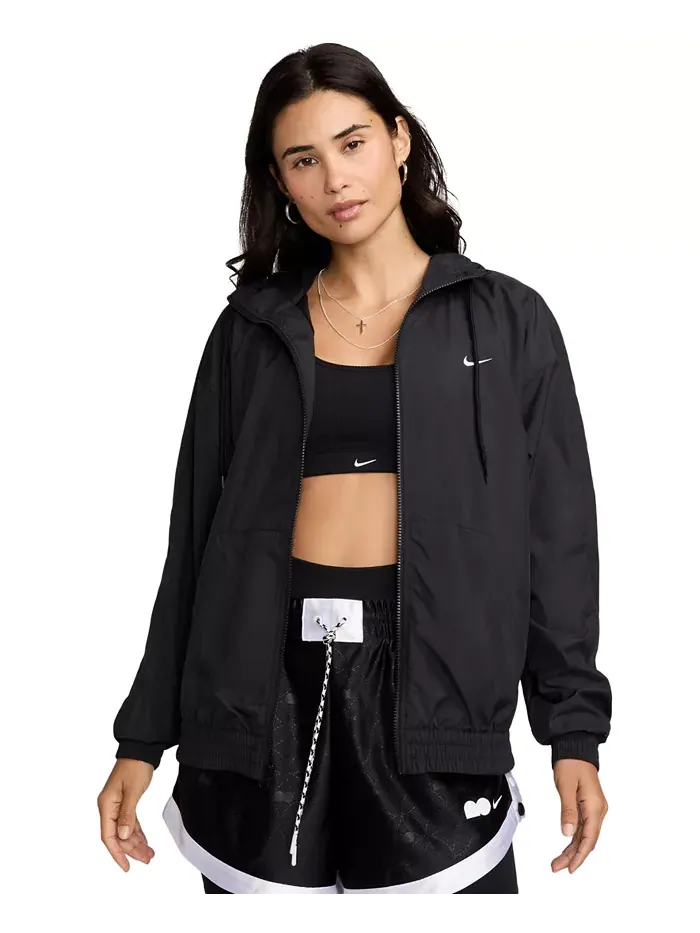 Спортивная куртка Nike Sportswear Classic Zip-Front Hooded — изображение 2 из 6, черный/белый