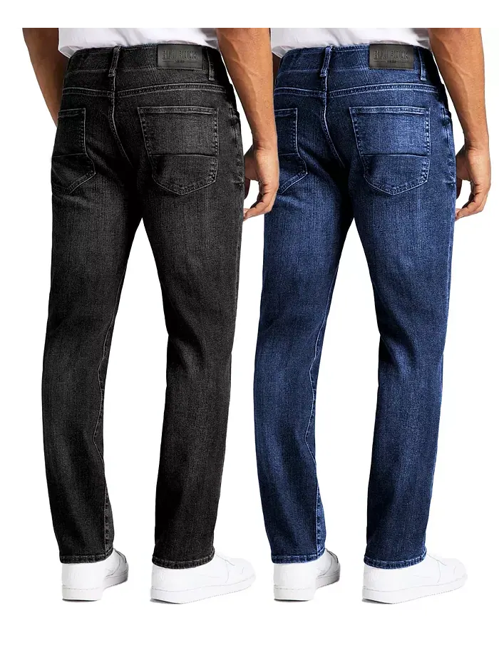 Мужские джинсы Flex Stretch Slim Straight, 2 шт Blu Rock — изображение 2 из 12, черный