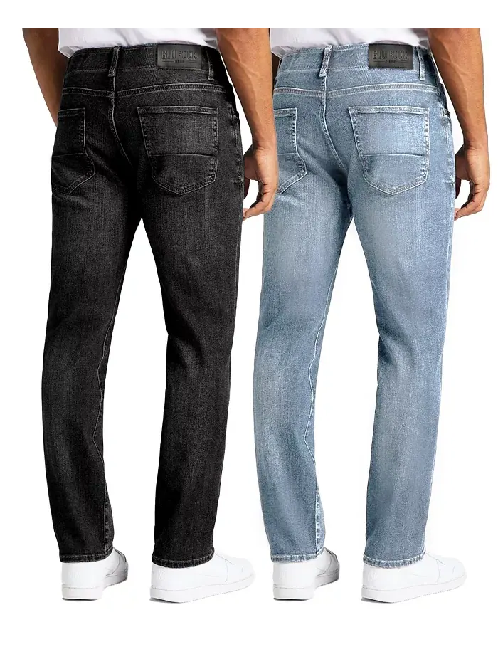 Мужские джинсы Flex Stretch Slim Straight, 2 шт Blu Rock — изображение 2 из 12, черный светлый синий