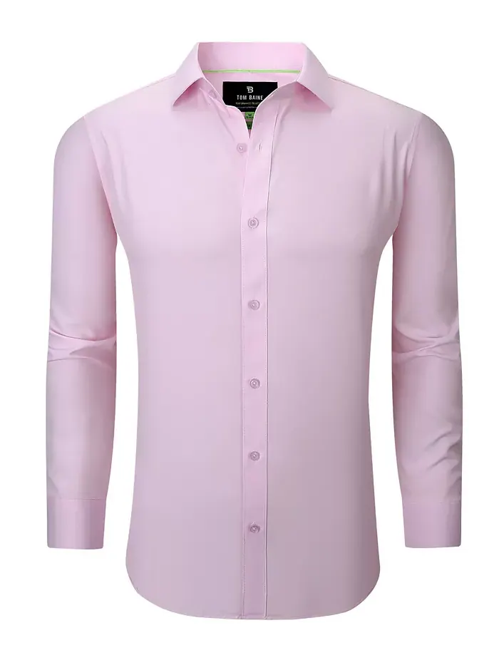 Мужская классическая рубашка Slim Fit из эластичной ткани Tom Baine — изображение 1 из 4, розовый