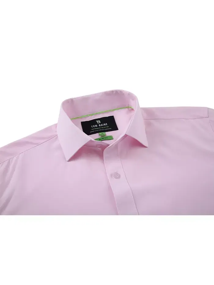 Мужская классическая рубашка Slim Fit из эластичной ткани Tom Baine — изображение 3 из 4, розовый
