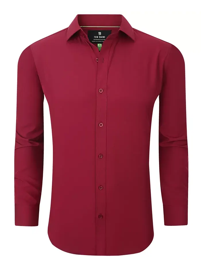 Мужская классическая рубашка Slim Fit из эластичной ткани Tom Baine — красный