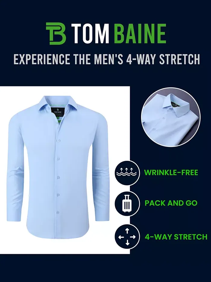 Мужская классическая рубашка Slim Fit из эластичной ткани Tom Baine — изображение 4 из 4, бордовый
