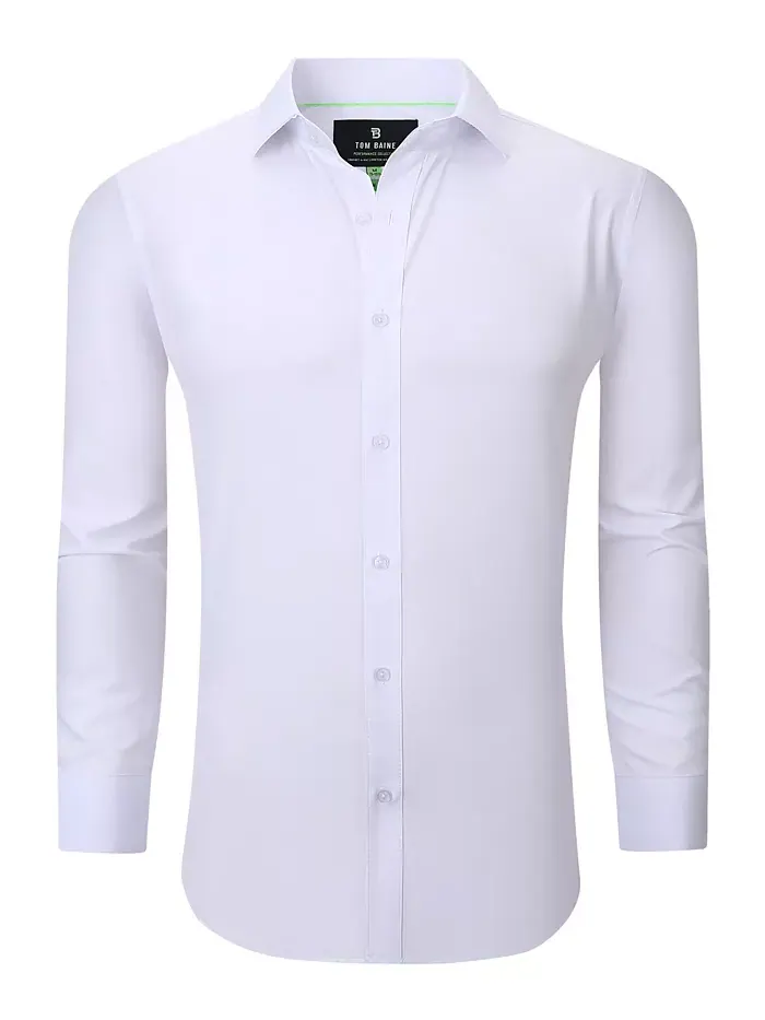 Мужская классическая рубашка Slim Fit из эластичной ткани Tom Baine — изображение 1 из 4, белый