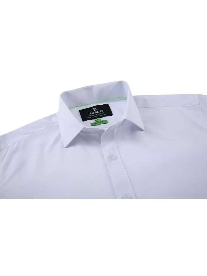 Мужская классическая рубашка Slim Fit из эластичной ткани Tom Baine — изображение 3 из 4, белый