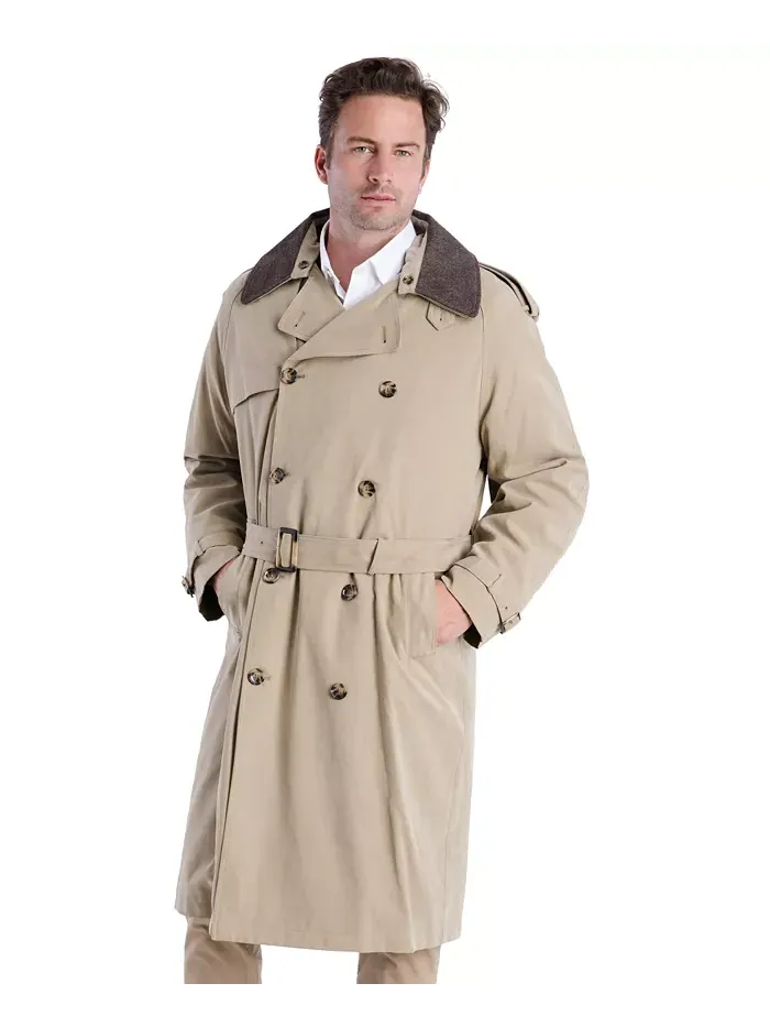 Мужской классический плащ с поясом Iconic Belted Trench Raincoat London Fog — изображение 3 из 6, чино