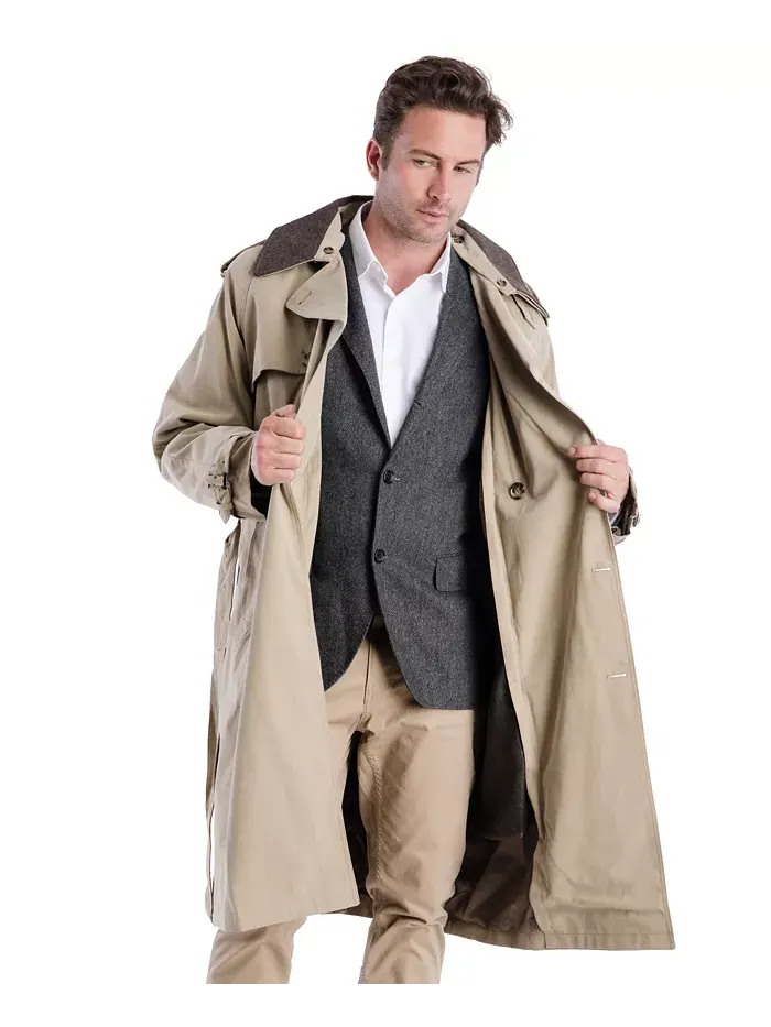 Мужской классический плащ с поясом Iconic Belted Trench Raincoat London Fog — изображение 4 из 6, чино