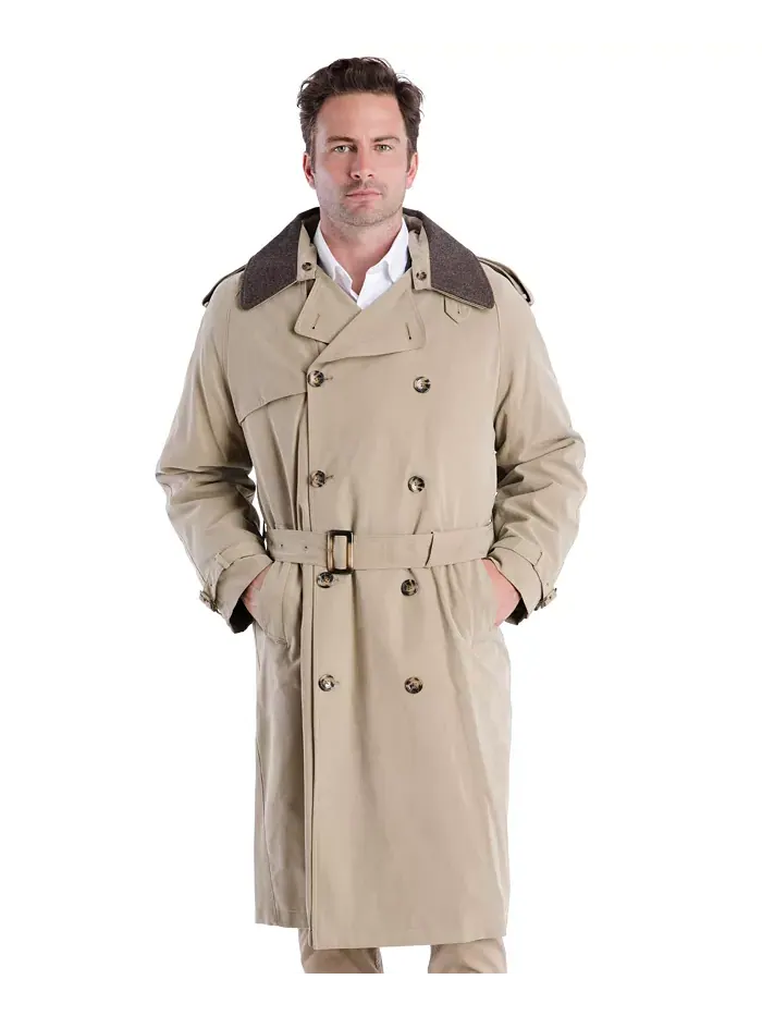 Мужской классический плащ с поясом Iconic Belted Trench Raincoat London Fog — изображение 6 из 6, чино