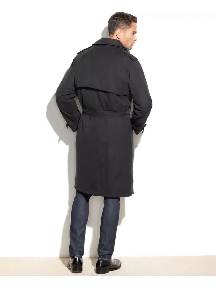 Мужской классический плащ с поясом Iconic Belted Trench Raincoat London Fog — изображение 2 из 2, черный
