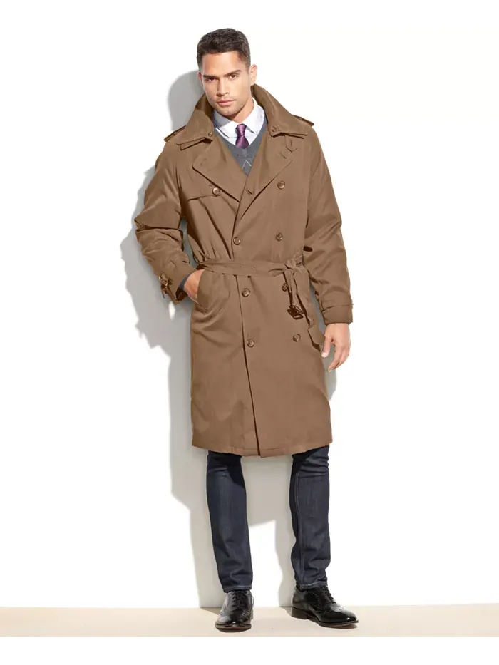Мужской классический плащ с поясом Iconic Belted Trench Raincoat London Fog — изображение 1 из 1, хаки