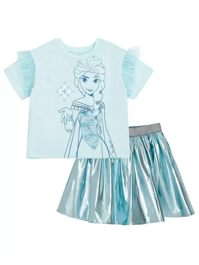 Детский комплект из футболки и юбки Disney Queen Elsa Frozen — синий