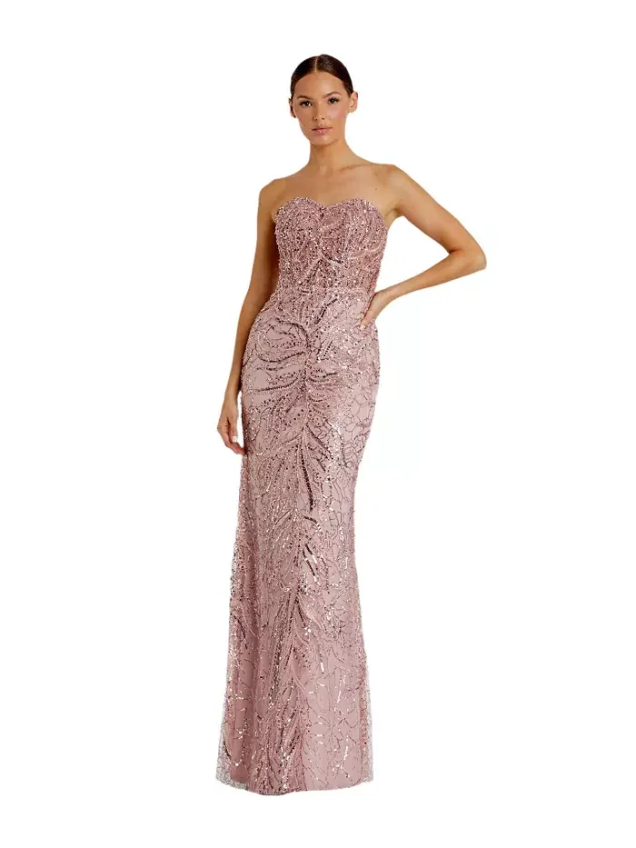 Женское бесшовное платье с декором Mac Duggal — изображение 1 из 9, пудровый розовый