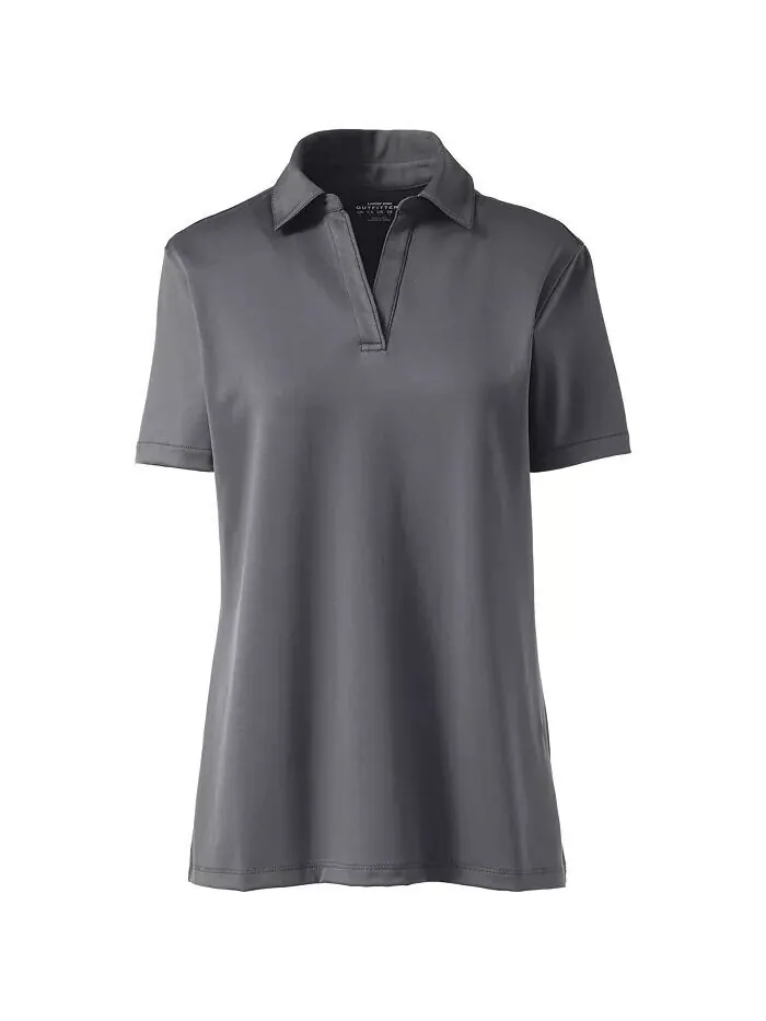 Школьная форма женская рубашка поло с коротким рукавом Rapid Dry Sport Neck Lands' End — изображение 2 из 2, серый