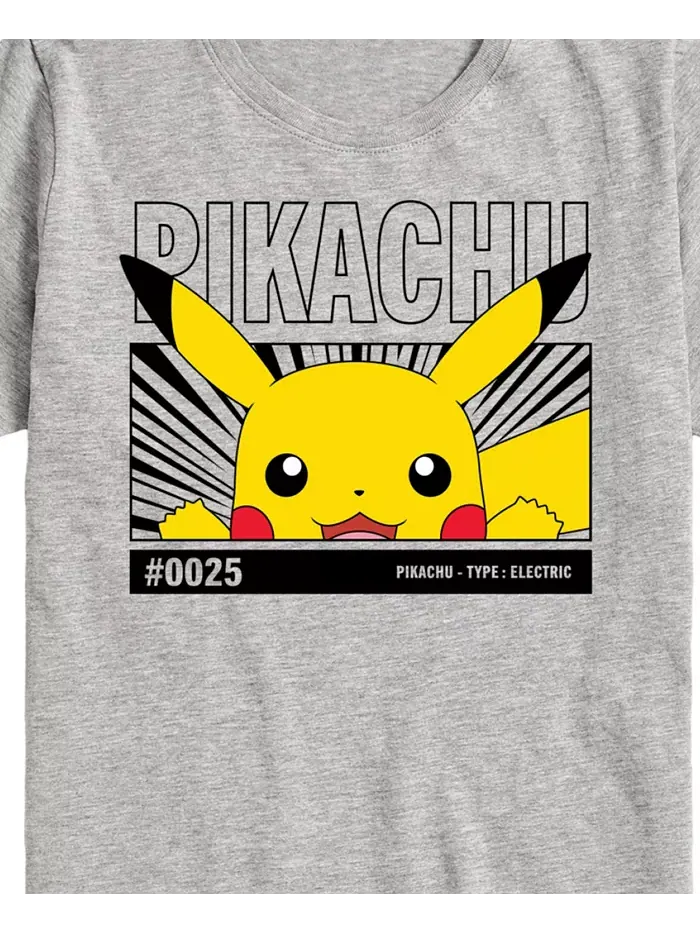 Футболка с принтом Пикачу для подростков Pokémon Big Boys Pokemon — изображение 3 из 3, серый