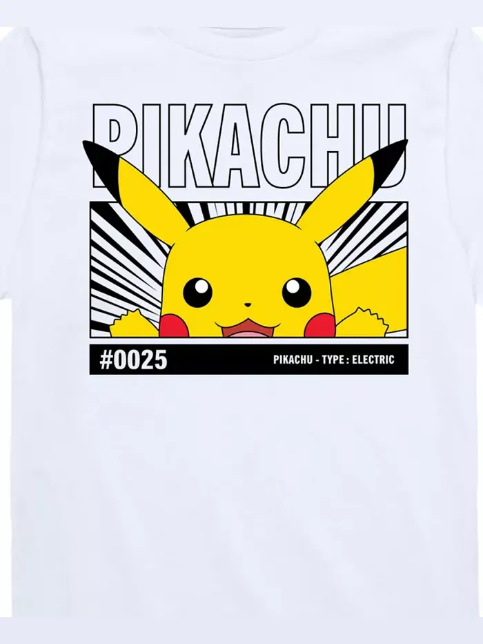 Футболка с принтом Пикачу для подростков Pokémon Big Boys Pokemon — изображение 3 из 3, белый