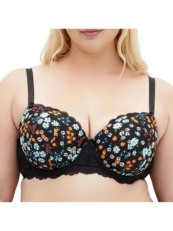 Контурный бюстгальтер Hailey Print Plus Size CITY CHIC — черный