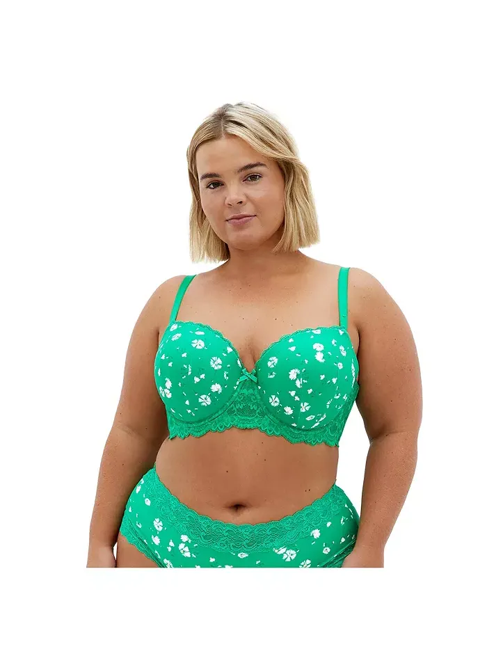 Контурный бюстгальтер Hailey Print Plus Size CITY CHIC — изображение 1 из 5, зеленый