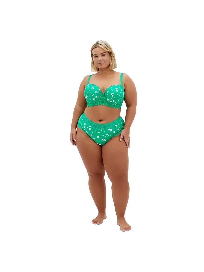 Контурный бюстгальтер Hailey Print Plus Size CITY CHIC — изображение 3 из 5, зеленый