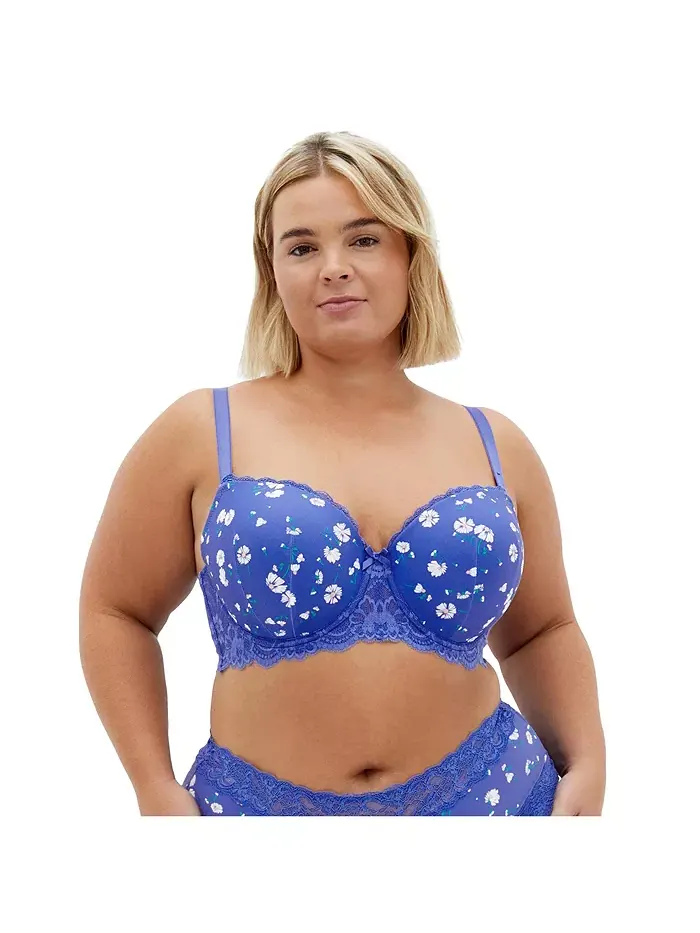 Контурный бюстгальтер Hailey Print Plus Size CITY CHIC — изображение 1 из 4, синий