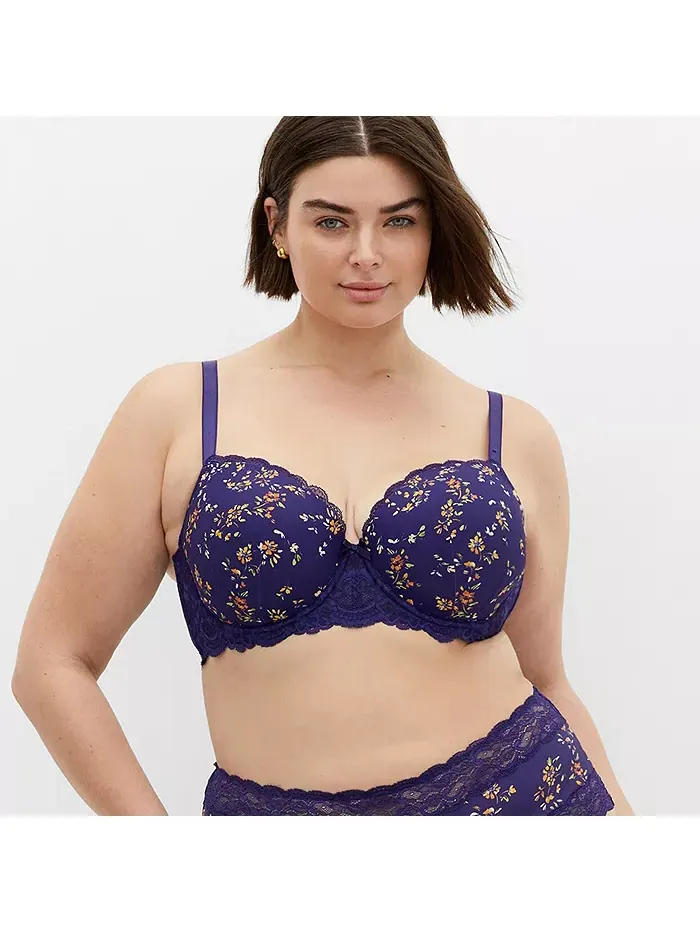 Контурный бюстгальтер Hailey Print Plus Size CITY CHIC — изображение 1 из 5, фиолетовый