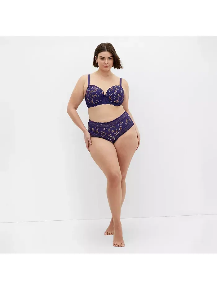 Контурный бюстгальтер Hailey Print Plus Size CITY CHIC — изображение 3 из 5, фиолетовый