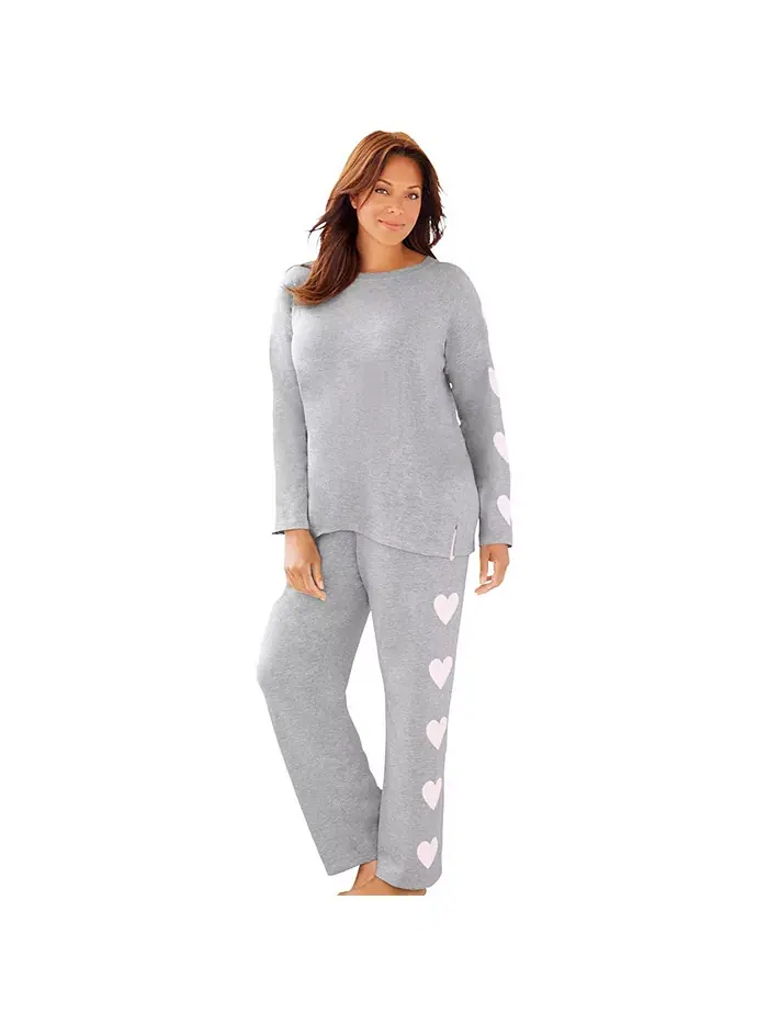 Женский пижамный комплект с боковым принтом Dreams & Co. — серый