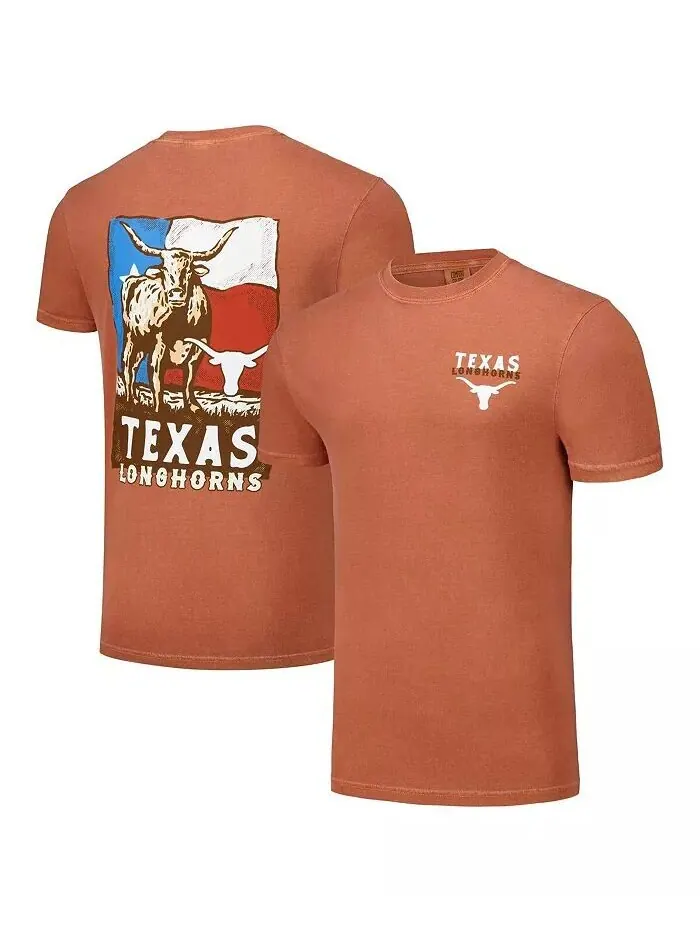 Мужская и женская футболка Texas Longhorns Hyper Local Longhorns с флагом Texas Orange Image One — оранжевый