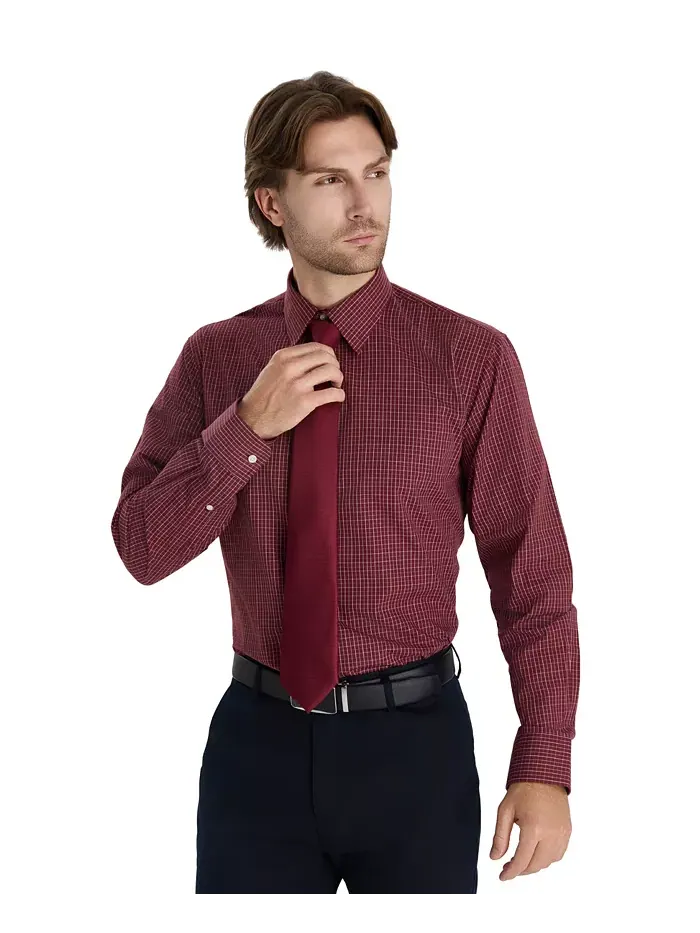 Мужская рубашка Regular Fit Micro Check Club Room — изображение 4 из 8, красный