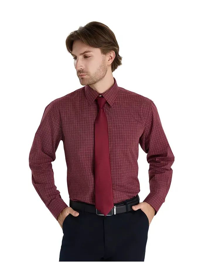 Мужская рубашка Regular Fit Micro Check Club Room — изображение 5 из 8, красный