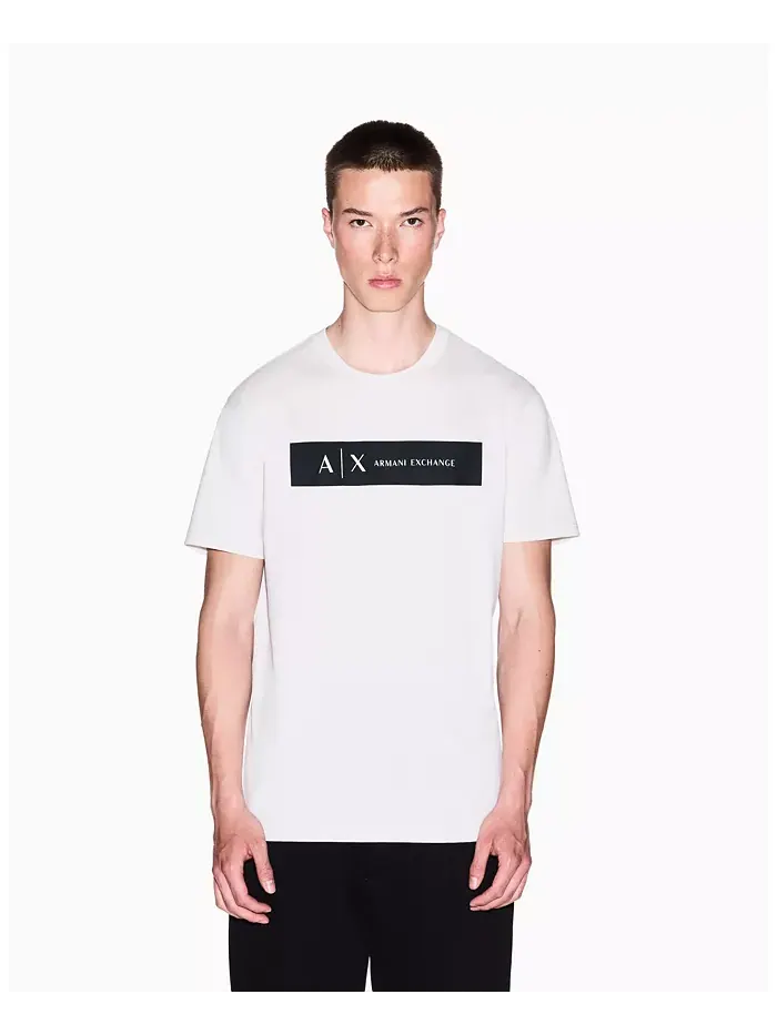 Мужская футболка с принтом и надписью A|X Armani Exchange — белый
