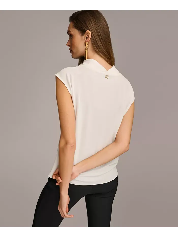 Женский топ с капюшоном и короткими рукавами Donna Karan New York — изображение 2 из 4, бежевый