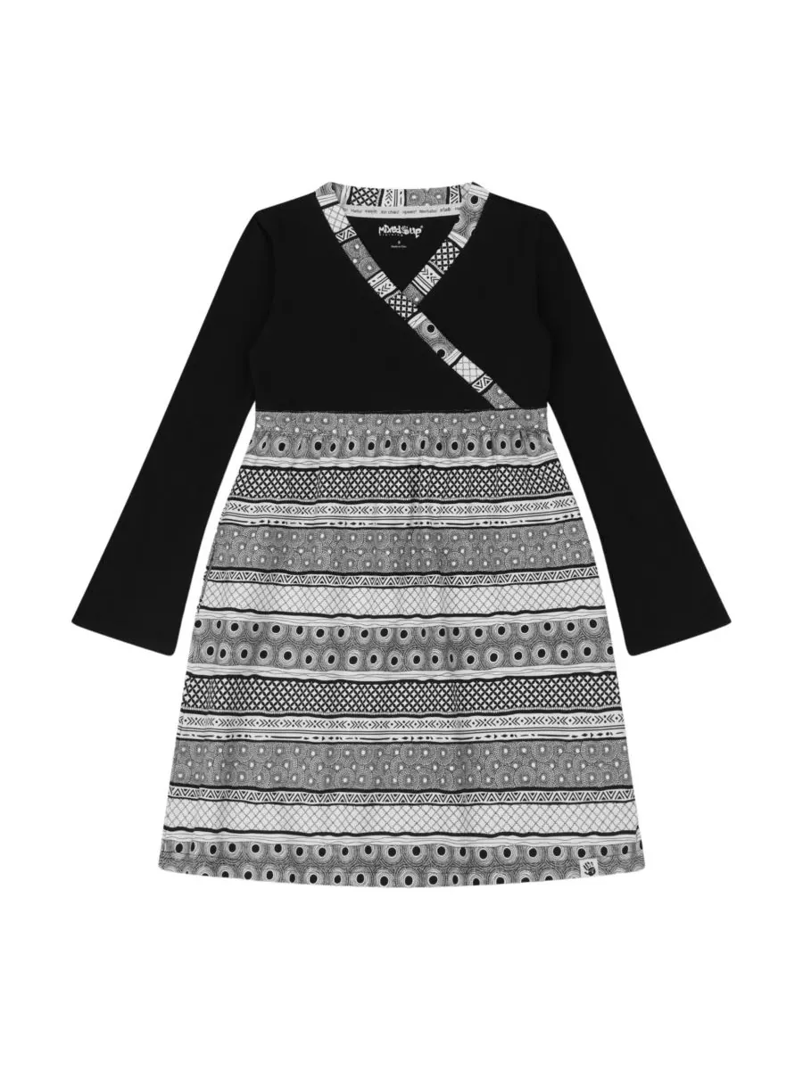 Платье для девочек в полоску, украшенное хной Mixed Up Clothing — серый