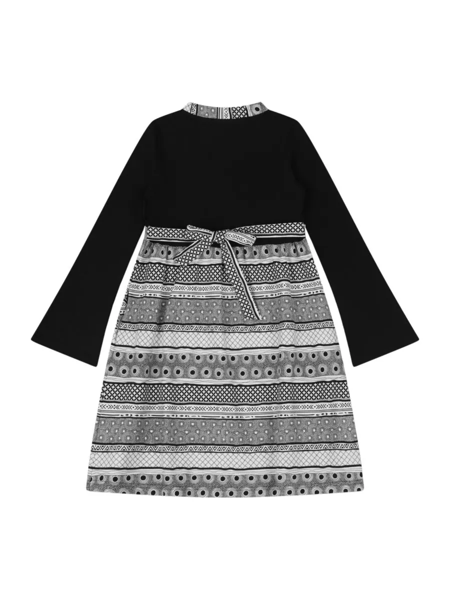 Платье для девочек в полоску, украшенное хной Mixed Up Clothing — изображение 2 из 3, серый