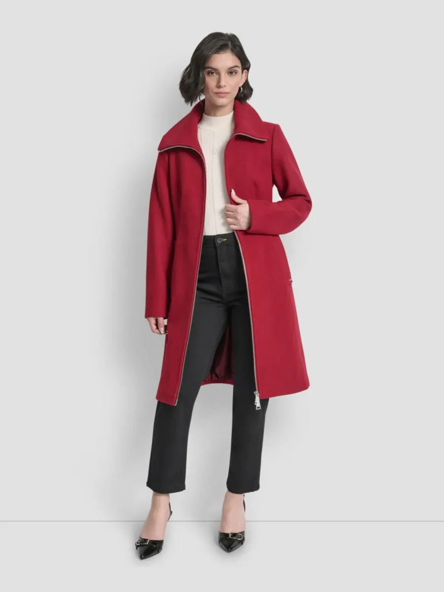 Женское пальто с воротником и поясом, размеры P/XS-XXL DKNY, Tibetan — изображение 5 из 8