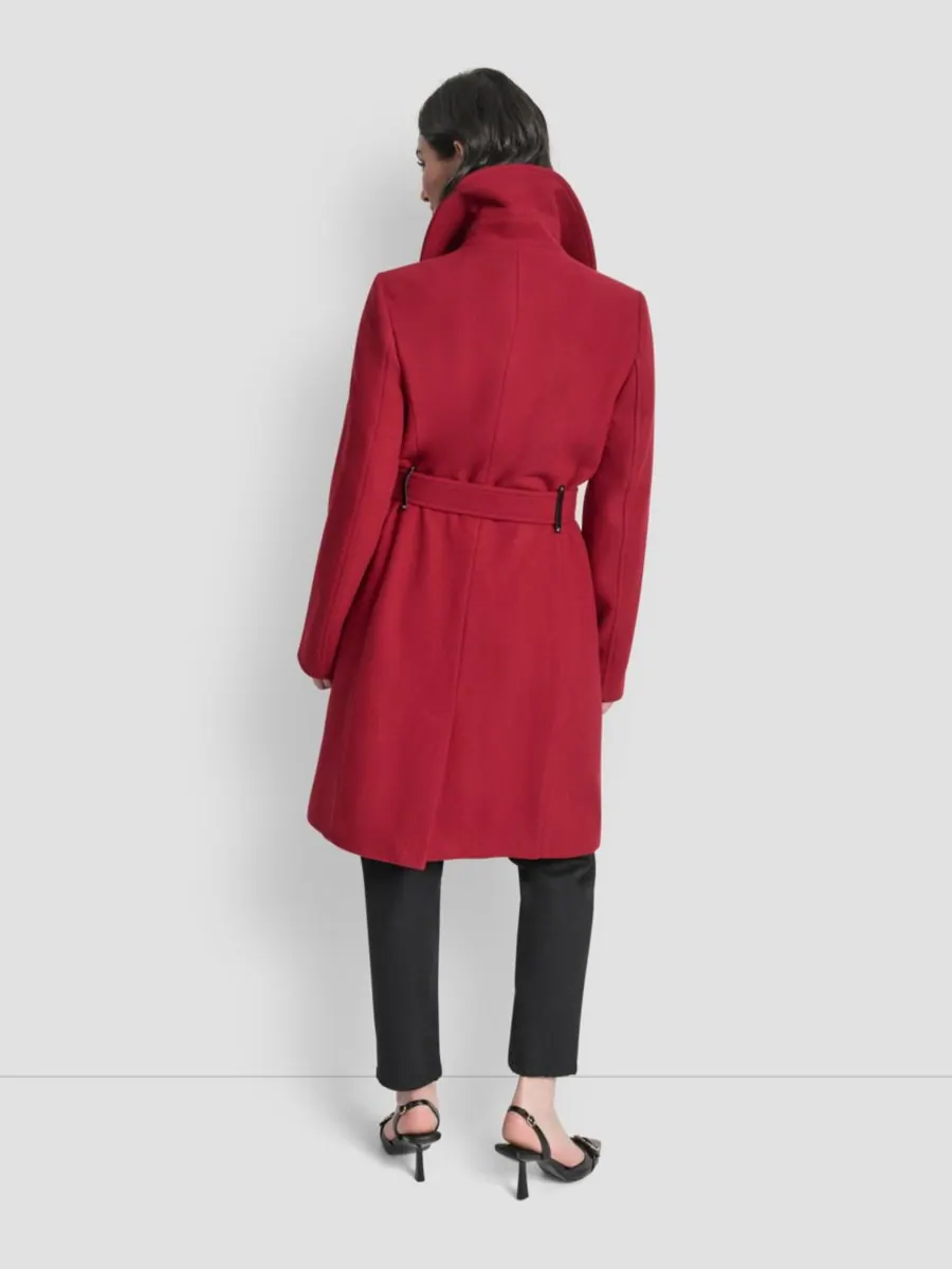Женское пальто с воротником и поясом, размеры P/XS-XXL DKNY, Tibetan — изображение 8 из 8