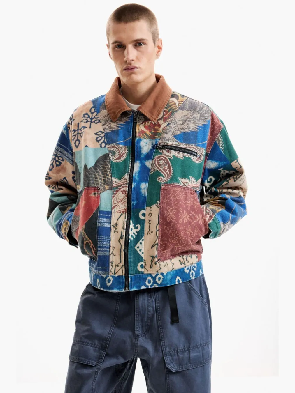 Мужская куртка в стиле пэчворк Desigual — белый