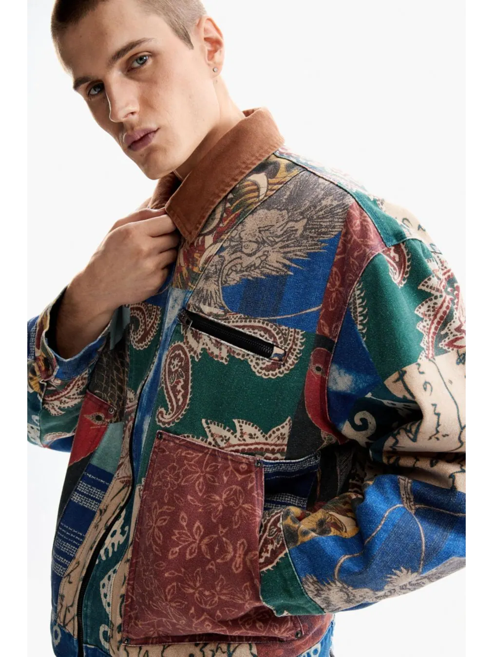 Мужская куртка в стиле пэчворк Desigual — изображение 4 из 6, белый