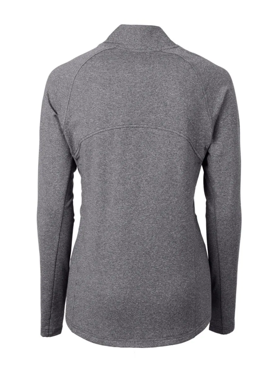 Женская трикотажная рубашка Adapt Knit Heather с длинными рукавами и застежкой-молнией Cutter & Buck — изображение 3 из 8