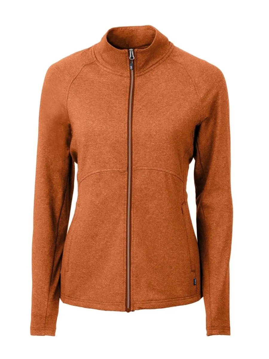 Женская трикотажная рубашка Adapt Knit Heather с длинными рукавами и застежкой-молнией Cutter & Buck — изображение 2 из 3