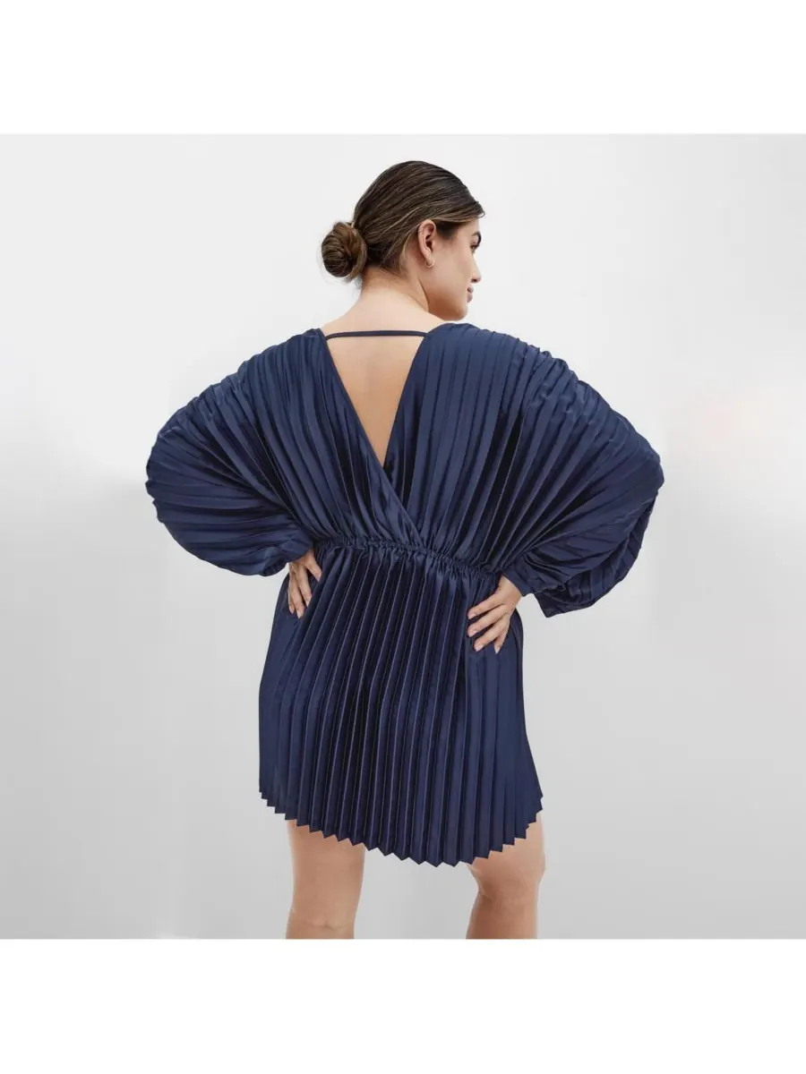 Женское платье Chloe с рукавами-гармошкой и складками CITY CHIC — изображение 2 из 4, темно-синий