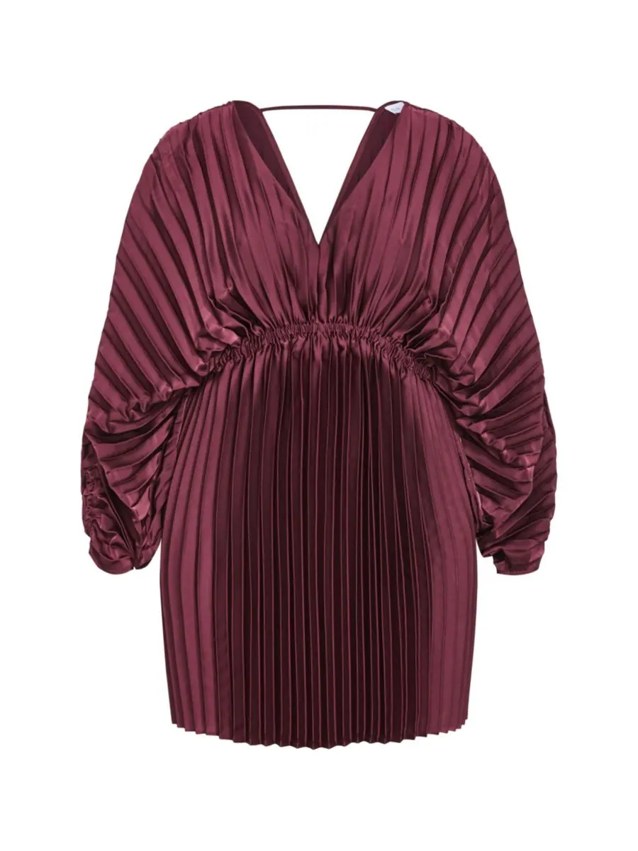 Женское платье Chloe с рукавами-гармошкой и складками CITY CHIC — изображение 3 из 4, красный бордовый