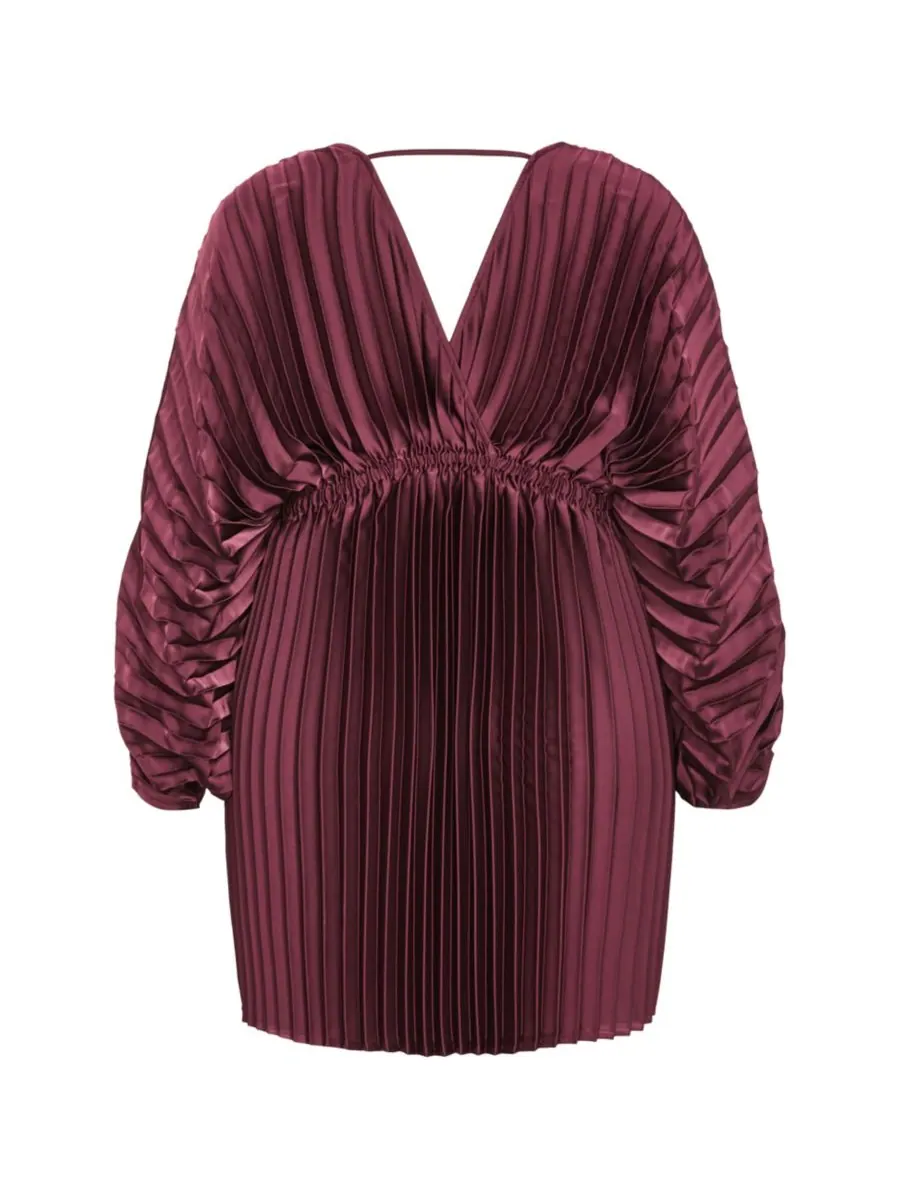 Женское платье Chloe с рукавами-гармошкой и складками CITY CHIC — изображение 4 из 4, красный бордовый
