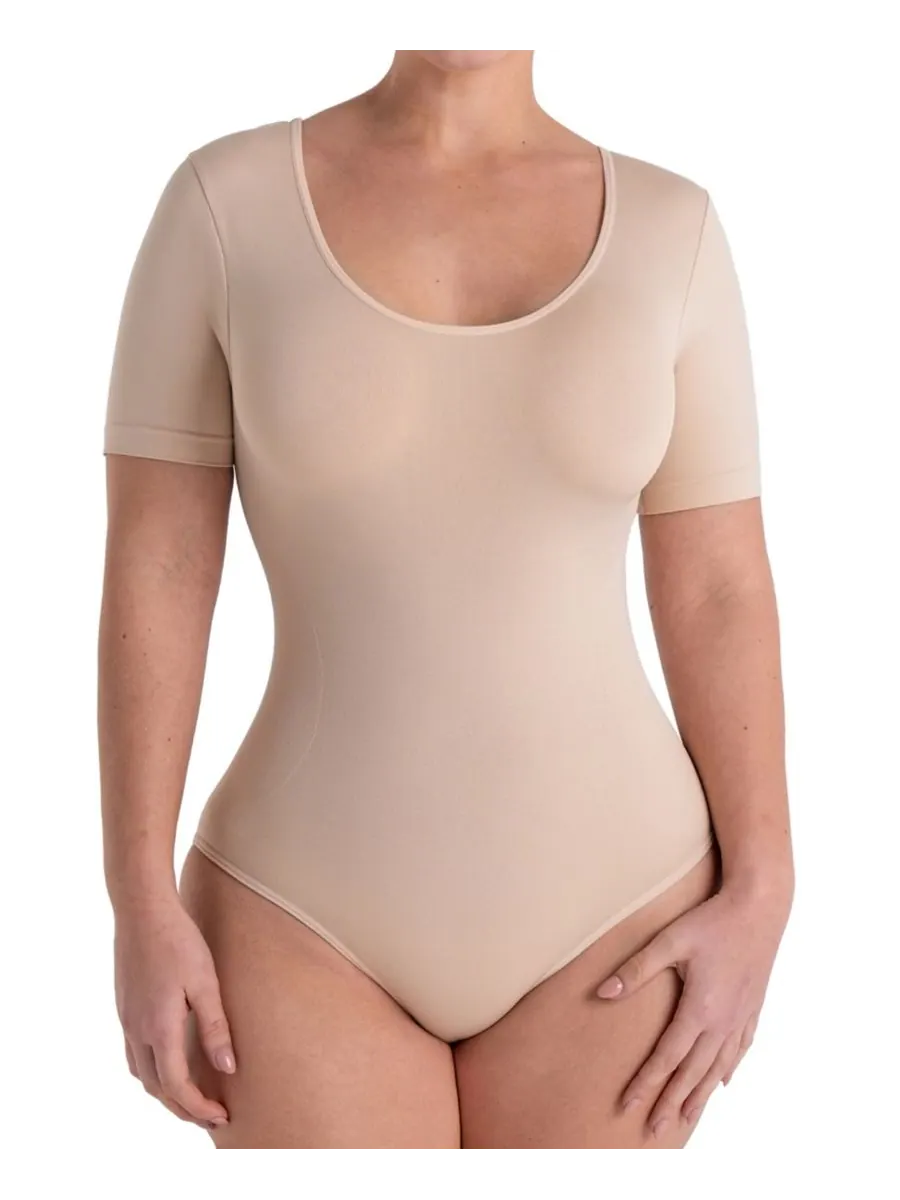 Женский боди с коротким рукавом 95006 Shapermint Essentials — бежевый